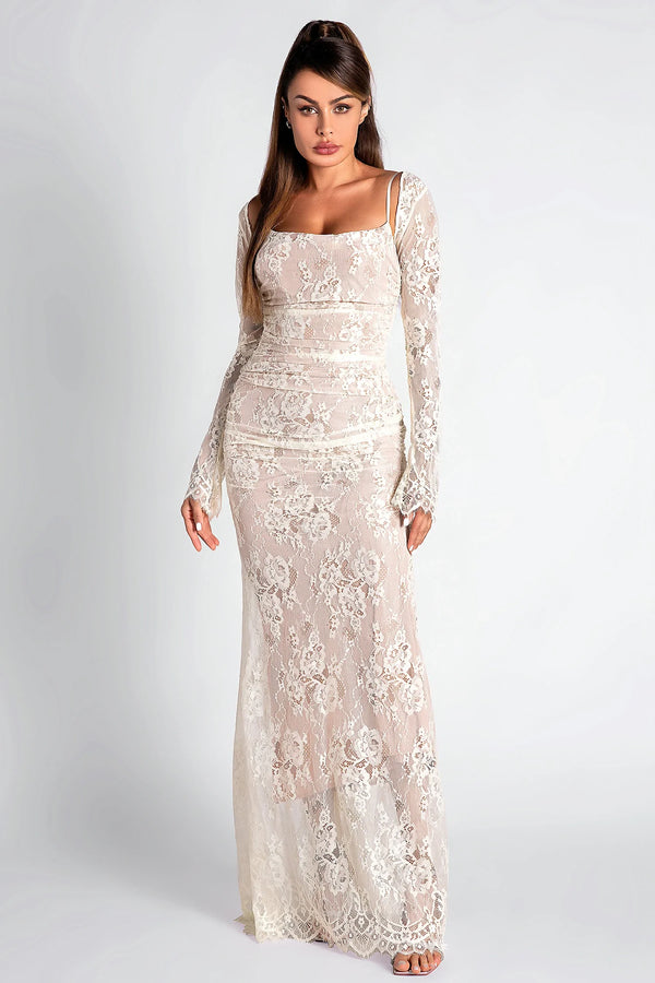 LOVEVVR Laska Lace Floral Mermaid Maxi Dress