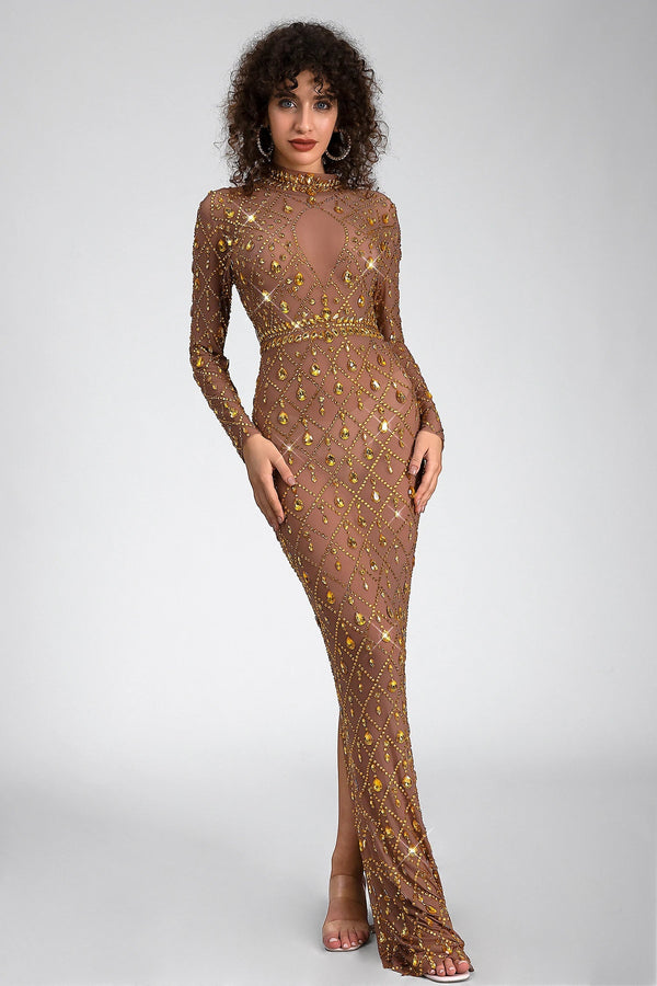 LOVEVVR Pre-Sale Buride Mesh Crystal Embellished Dress