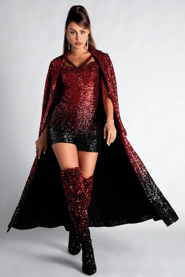 LOVEVVR Pre Sale Aris Long Sleeve Gradient Sequin Coat