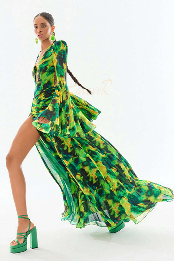 LOVEVVR Vitaleas Printed Chiffon Maxi Dress