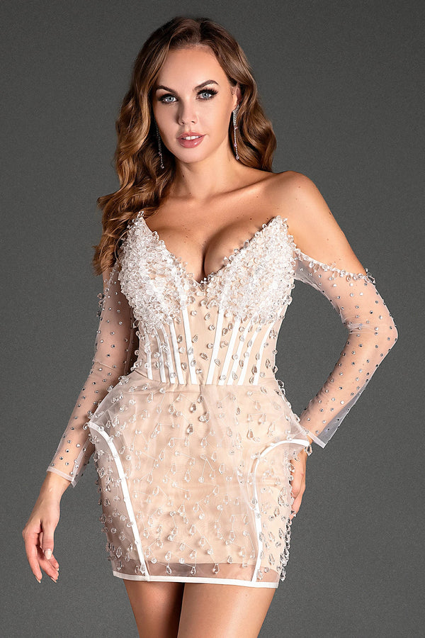 LOVEVVR Kourakis Crystal Corset Mini Dress