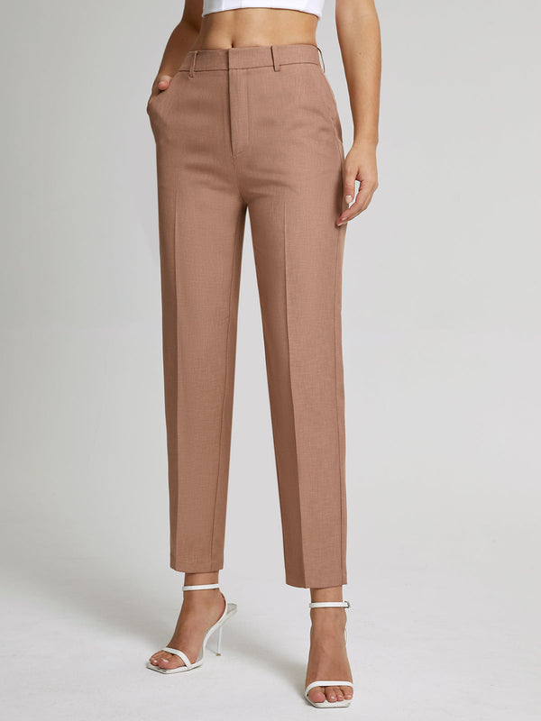 LOVEVVR High Waisted Cropped Skinny Straight Leg Trousers