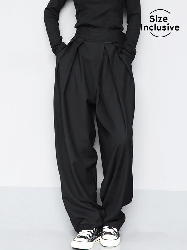 LOVEVVR Hook-and-Loop Fastener Wide Leg Velcro Pants