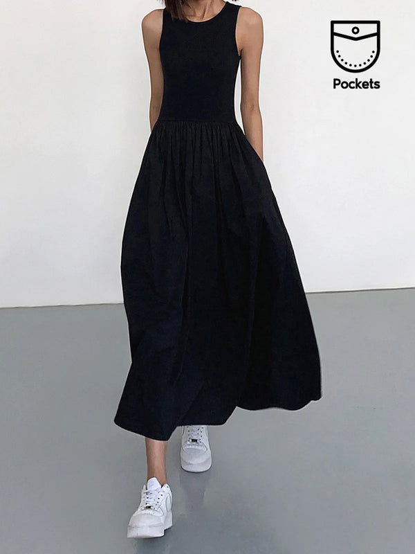 LOVEVVR Leisure Crew Neck Long Dress