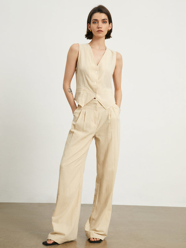 LOVEVVR Effortless Linen Pants Set