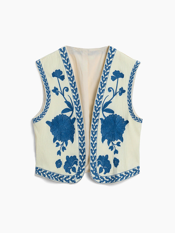 LOVEVVR Embroidered Floral Vest