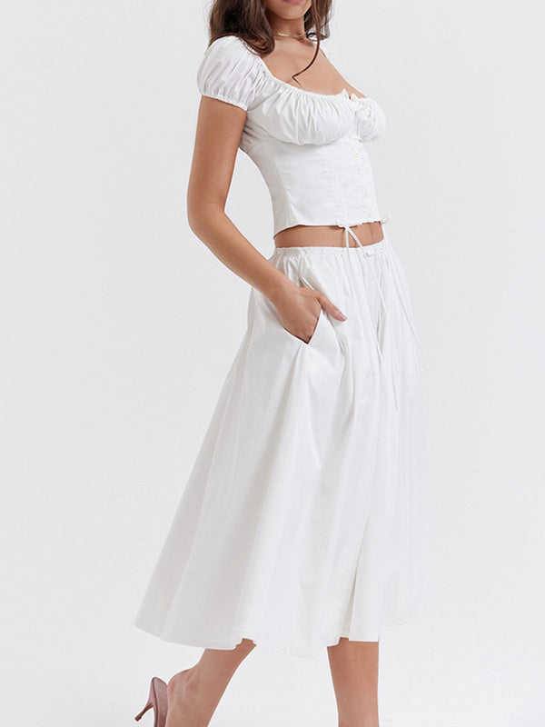 LOVEVVR Cowgirl Aesthetics Zippered Maxi Skirt