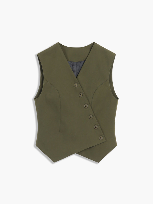 LOVEVVR Made For You Asymmetric Buttoned Vest