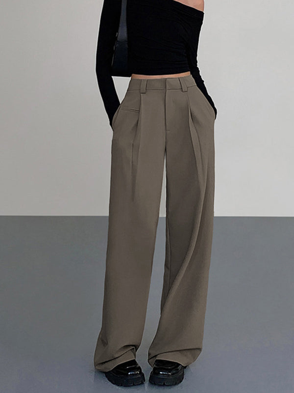 LOVEVVR Business Casual Pleat Dress Pants