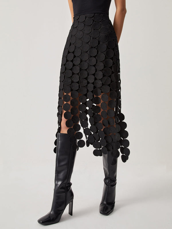 LOVEVVR Laser Cut Multi Circle Double Layered Skirt