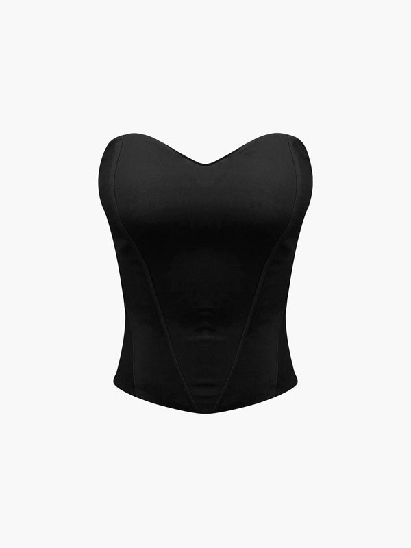 LOVEVVR Cup Detail Zippered Tube Corset Top