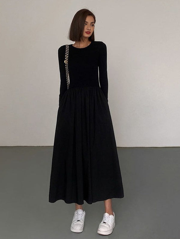 LOVEVVR Leisure Pockets Long Sleeve Long Dress