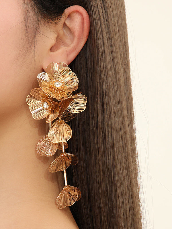 LOVEVVR Floral Decor Fringed Earrings