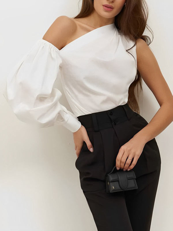 LOVEVVR Asymmetrical Off Shoulder Blouse