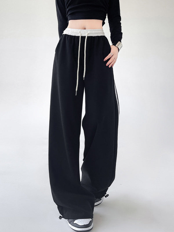 LOVEVVR Contrast Waist Wide Leg Pants