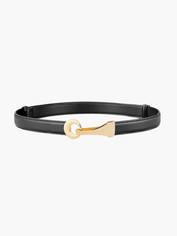 LOVEVVR Leather Gold Buckle Belt