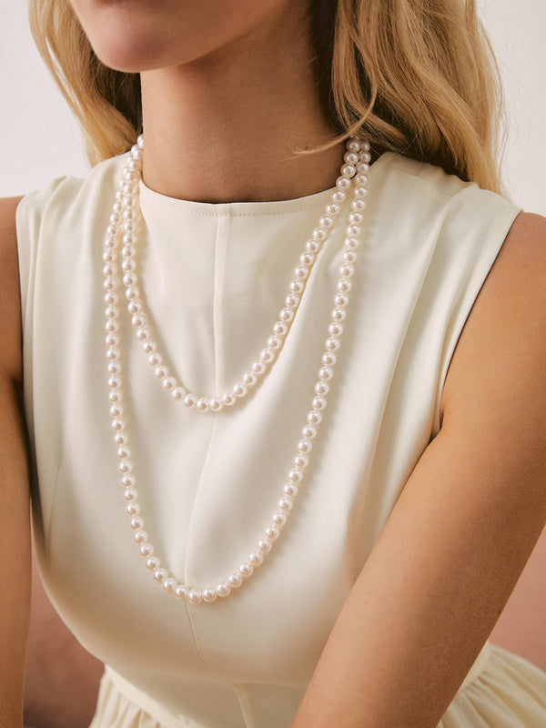 LOVEVVR Double Layered Pearl Necklace