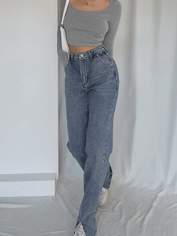 LOVEVVR Classic Straight Leg Jeans