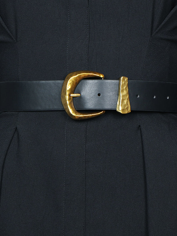 LOVEVVR Gold Buckle Faux Leather Belt