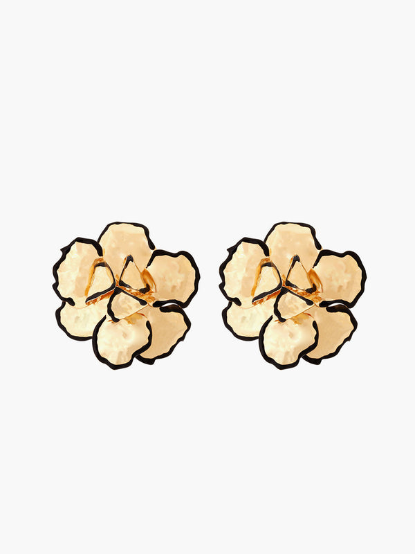 LOVEVVR Contrast Trim Floral Earrings