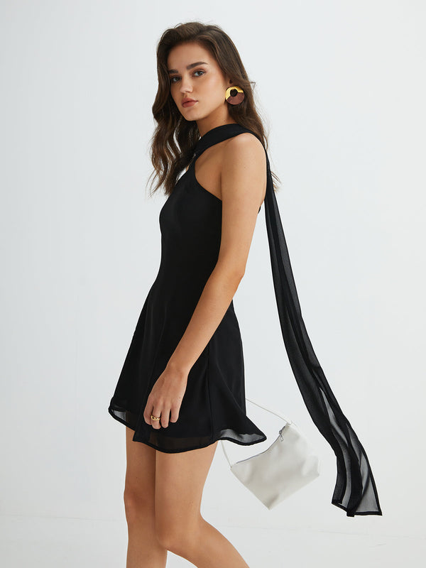 LOVEVVR Asymmetrical Cutaway Shoulder Short Dress