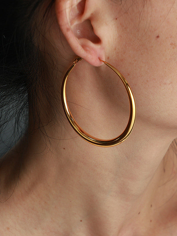 LOVEVVR Large Classic Hoop Gold Earrings