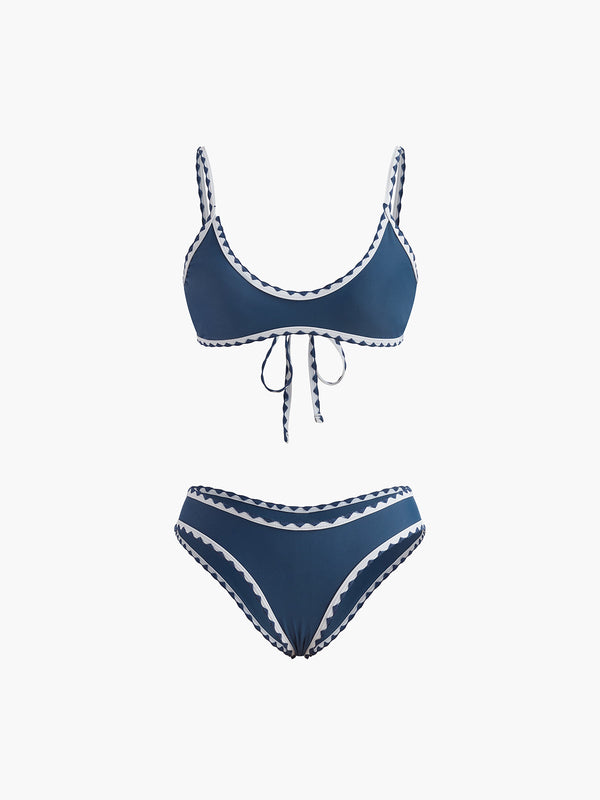 LOVEVVR Contrast Trim Knotted Bikini Set