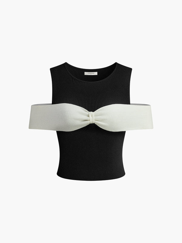 LOVEVVR Bow-Trim Stretch Sweater Vest