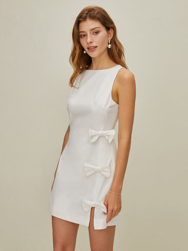 LOVEVVR Asymmetrical Bow Short Dress