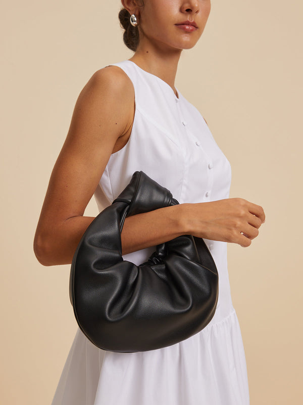 LOVEVVR Crescent Knotted Ruched Bag