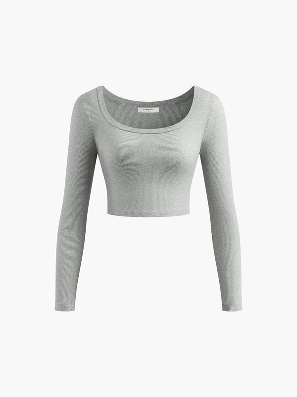 LOVEVVR Long Sleeve Slim Fit Crop Top