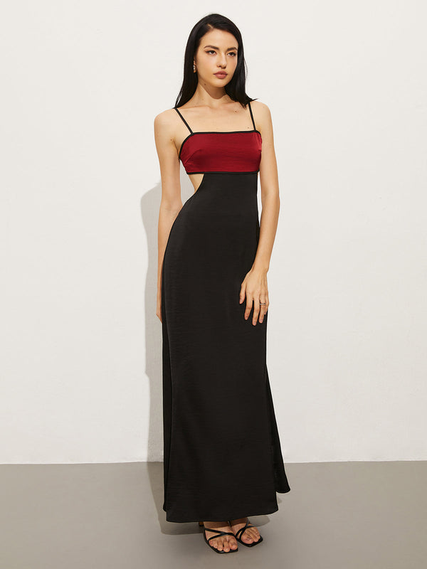 LOVEVVR Colorblock Cutout Backless Dress