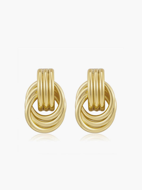 LOVEVVR Gold Tone Multi Ring Drop Earrings