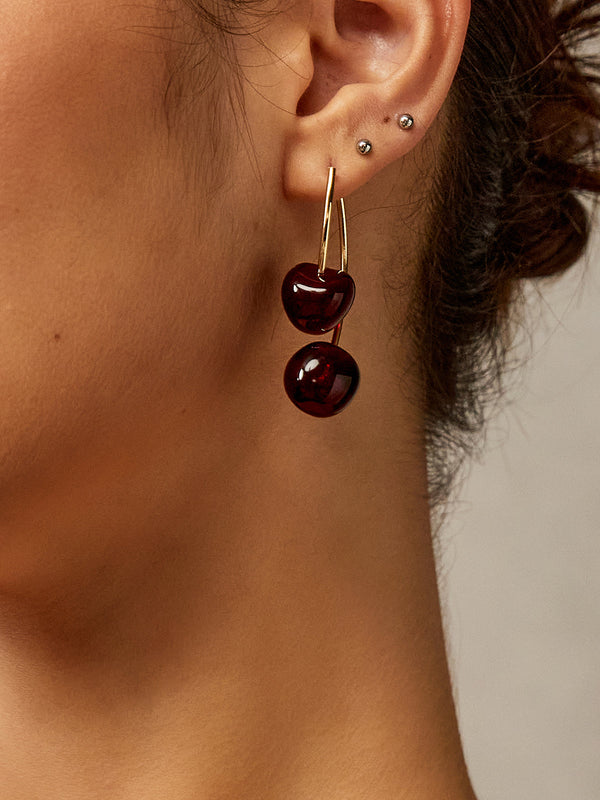 LOVEVVR Cherry Charm Dangle Earrings