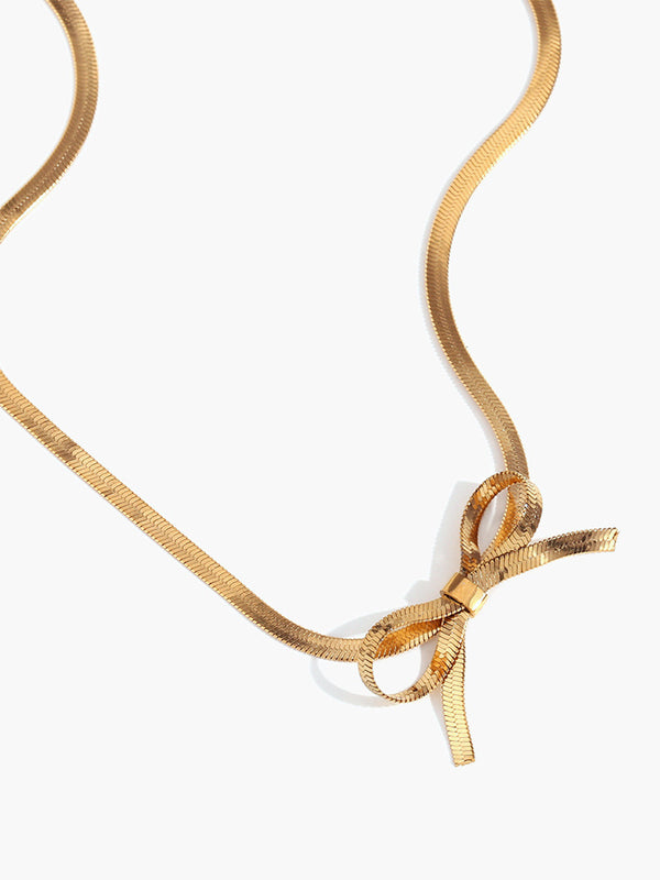 LOVEVVR Gold Bow Necklace