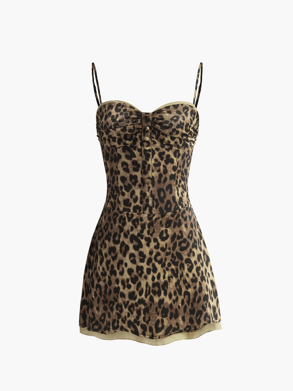 LOVEVVR Leopard Print Cami Short Dress