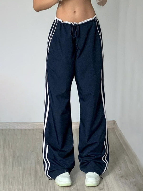 LOVEVVR Contrast Binding Zipper Long Pants