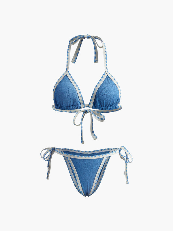 LOVEVVR Contrast Binding Knotted Bikini Set