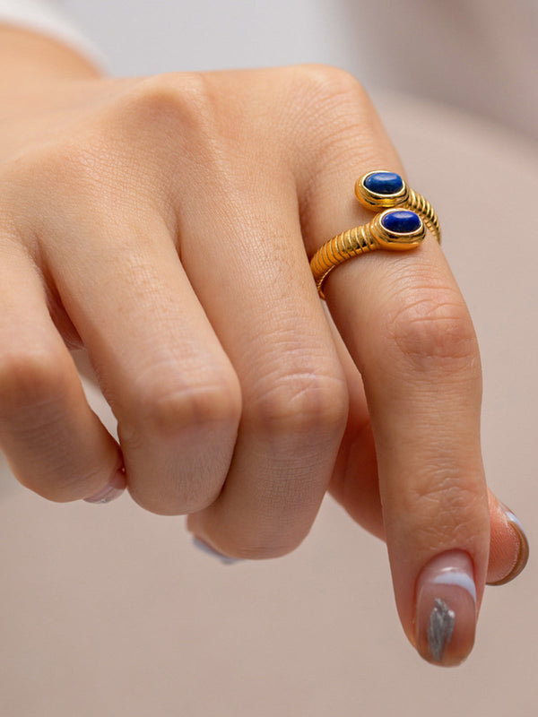 LOVEVVR 1pc Sapphire & Turquoise Snake Ring