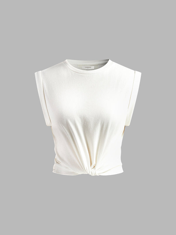 LOVEVVR Cotton Knotted T-Shirt