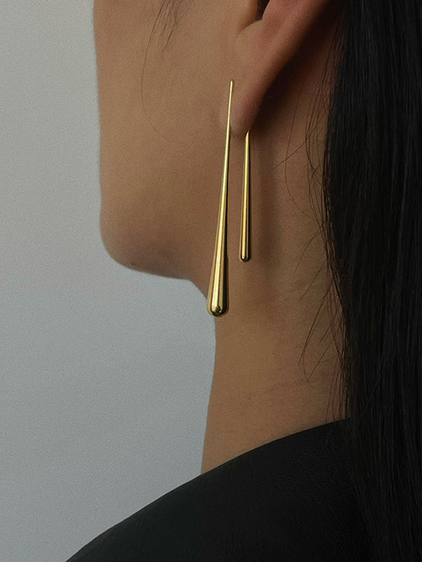 LOVEVVR Asymmetrical Golden Water Drop Earrings