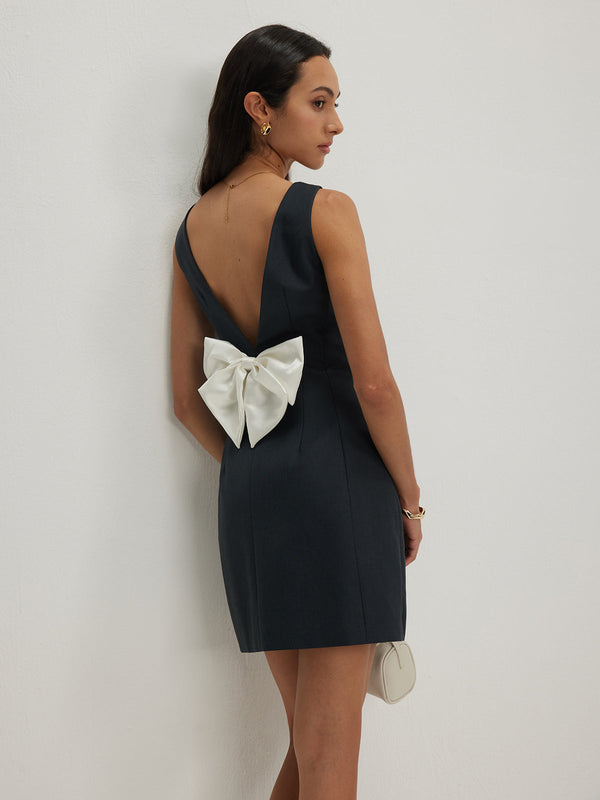 LOVEVVR Bow Backless Tank Dress