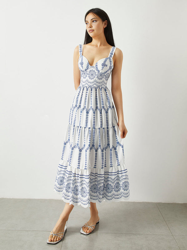 LOVEVVR Boho Printed Flowy Tank Long Dress