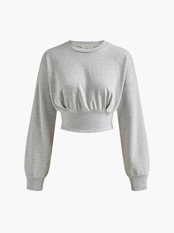 LOVEVVR Cotton Pleated Corset Sweatshirt