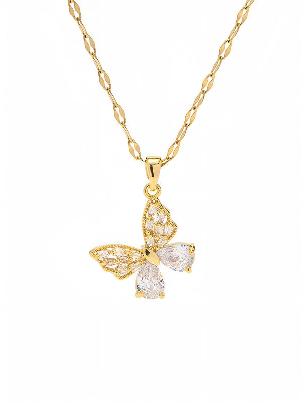 LOVEVVR Golden Radiance Butterfly Necklace