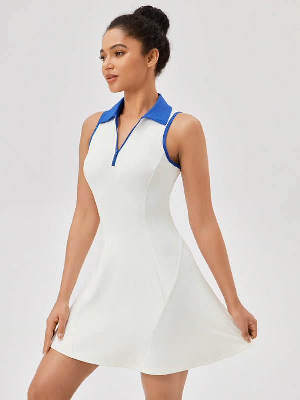 LOVEVVR Lapel Piping Active Jersey Dress