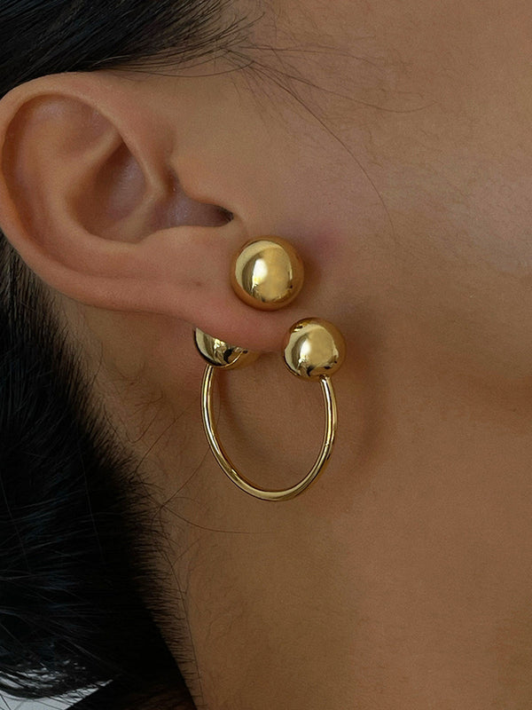 LOVEVVR Golden Ball Stud Hoop Earrings