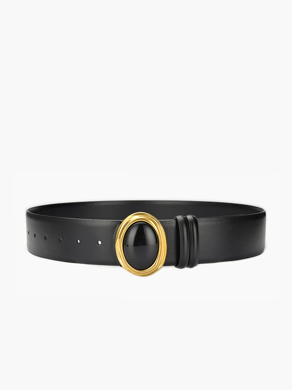 LOVEVVR Golden Oval Buckle Belt