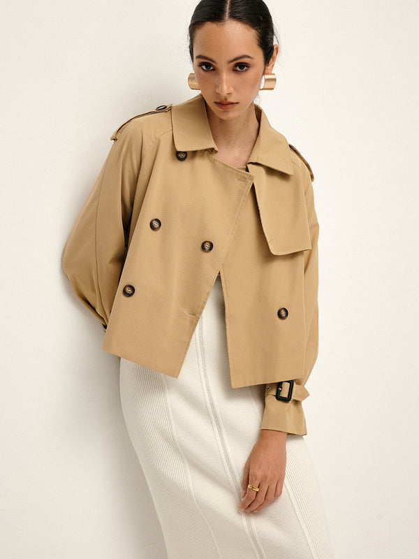 LOVEVVR Breasted Lapel Trench Coat