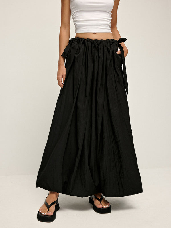 LOVEVVR Drawstring Pleated Umbrella-Shaped Skirt